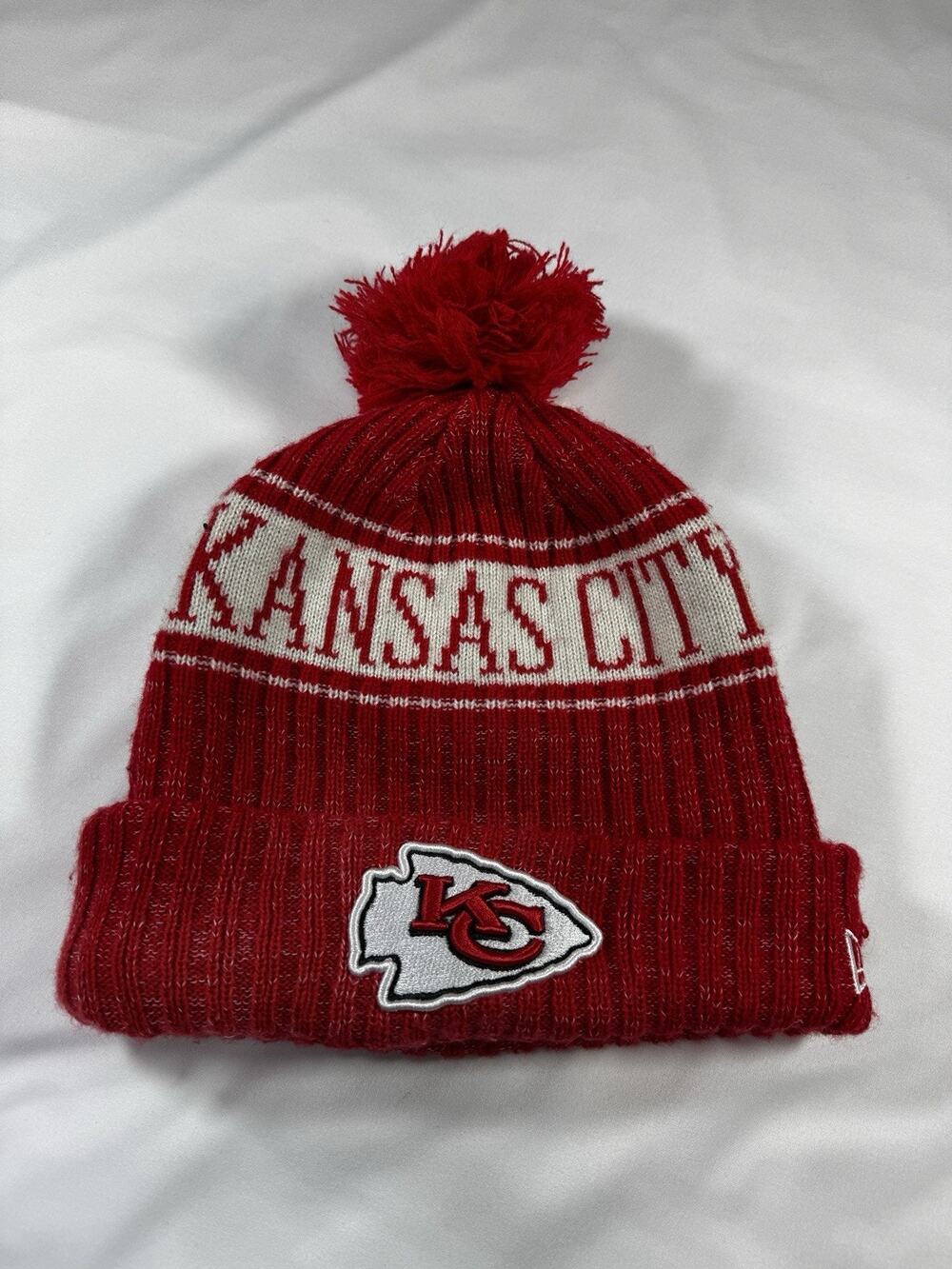 Kansas City Chiefs New Era 2023 Sideline Beanie Pom Knit Hat NFL Red OSFM